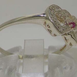 LetsBuyGold 925 Sterling Silver Natural Ruby Womens Sweetheart Ring - Sizes 4 to 12 Available