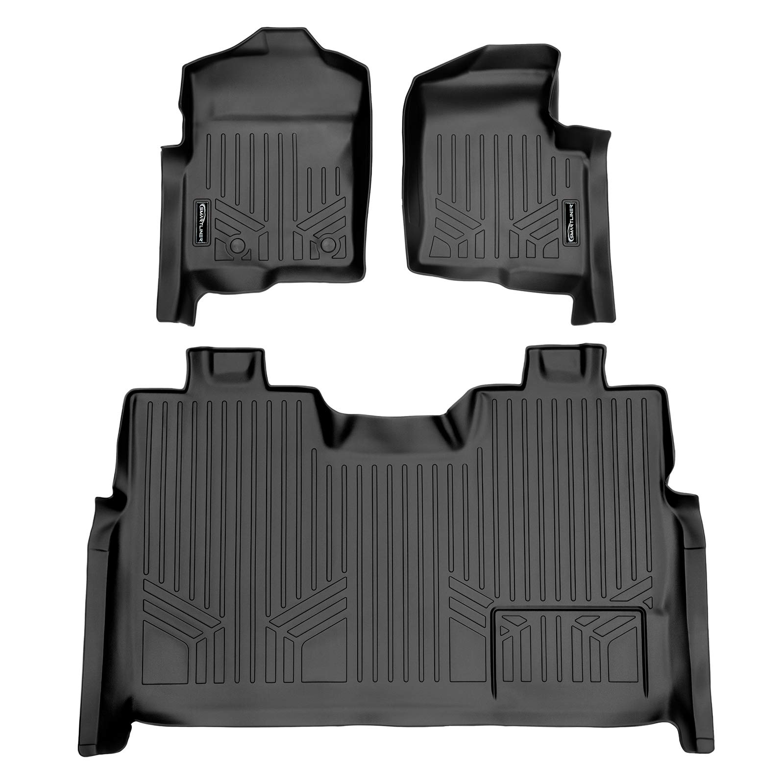 MAXLINER Custom Fit Floor Mats 2 Row Liner Set Black Compatible with 2011-2014 Ford F-150 SuperCrew Cab