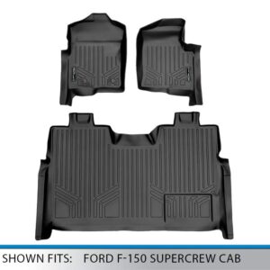 MAXLINER Custom Fit Floor Mats 2 Row Liner Set Black Compatible with 2011-2014 Ford F-150 SuperCrew Cab