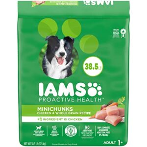 IAMS Adult Minichunks Small Kibble High Protein Dry Dog Food with Real Chicken, 38.5 lb. Bag