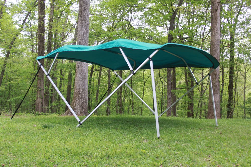 Square Tube Frame VORTEX Teal 4 Bow Pontoon/Deck Boat Bimini TOP 10' Long, 91-96