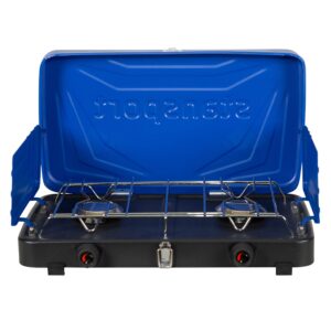 stansport 2-burner regulated propane stove (203-93-50) 10" l x 18" w x 4" h