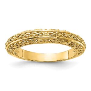 icecarats 14k yellow gold 3mm antique filigree wedding band ring size 6