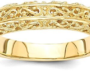 IceCarats 14K Yellow Gold 3mm Antique Filigree Wedding Band Ring Size 6