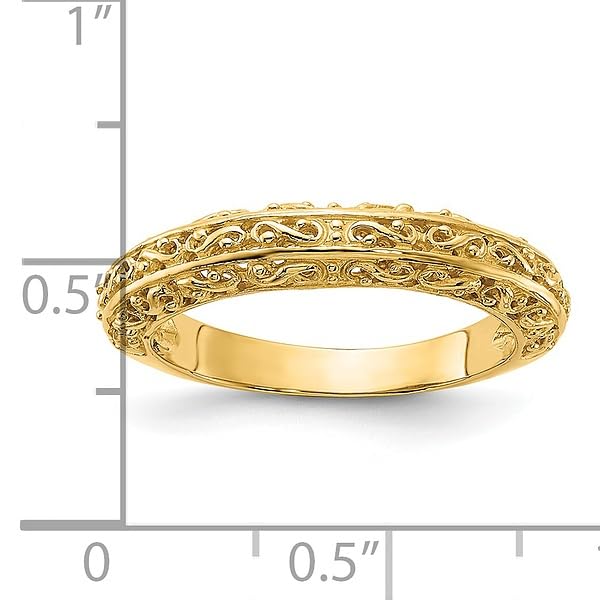 IceCarats 14K Yellow Gold 3mm Antique Filigree Wedding Band Ring Size 6