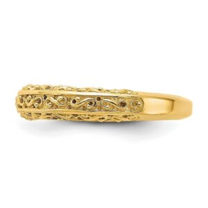 IceCarats 14K Yellow Gold 3mm Antique Filigree Wedding Band Ring Size 6