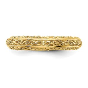 IceCarats 14K Yellow Gold 3mm Antique Filigree Wedding Band Ring Size 6