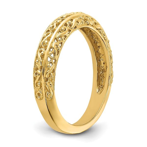 IceCarats 14K Yellow Gold 3mm Antique Filigree Wedding Band Ring Size 6