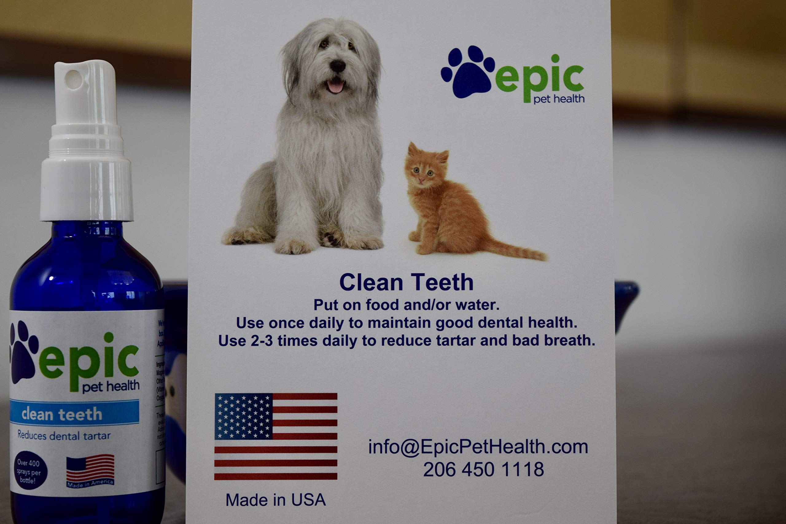 Clean Teeth - Natural, Electrolyte, Odorless Pet Supplement That Reduces Tartar, Bad Breath and Promotes Healthy Teeth, Made in USA (Spray, 2 Ounce)