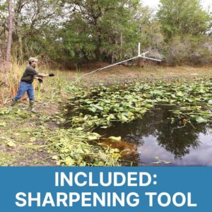 Jenlis Weed Razer Pro, Lake Weed Cutter, Large Pond Aquatic Plant Cutting Tool, Sharp Razor Blades Shear Cattail, Reed, Lilly & Chara Algae, Adjustable 30"-62” Inch Cut Width, 25' Foot Throw Rope