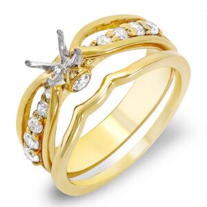 Dazzlingrock Collection 0.50 Carat (ctw) 14K Round Diamond Semi Mount Bridal Engagement Ring Set, Yellow Gold, Size 6