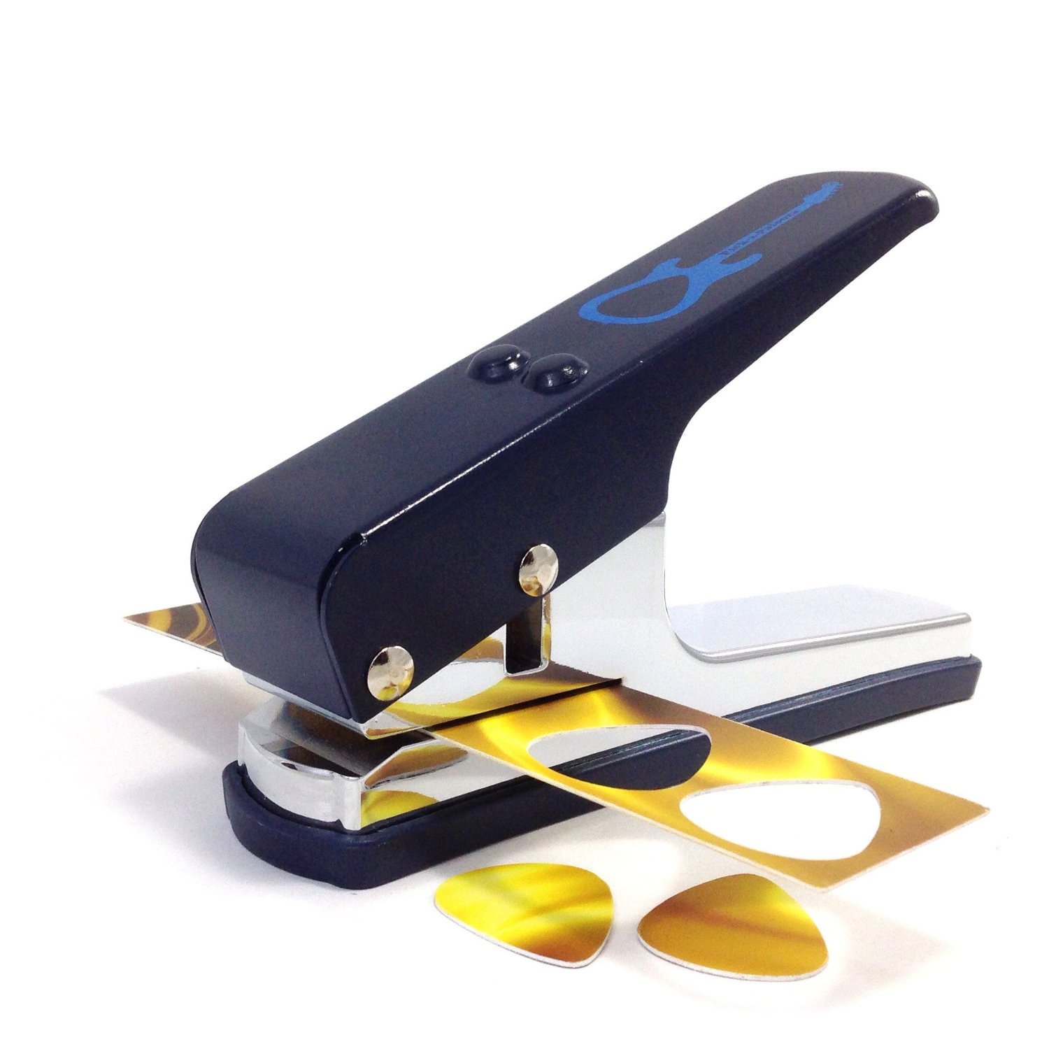 Pick-a-Palooza DIY Guitar Pick Punch Mega Gift Pack - the Premium Guitar Pick Maker - Includes Leather Key Chain Pick Holder, 15 Pick Strips and a Pick File - Blue