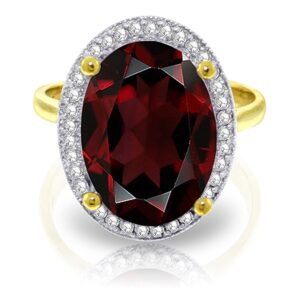 galaxy gold gg 14k yellow gold oval garnet and diamond ring - size 6.5