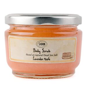 sabon body scrub — lavender apple | exfoliating dead sea salt body scrub | lavender, apple | for all skin types | 11.3 oz