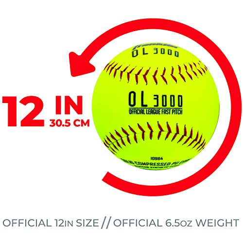 Franklin Sports Official Size Softballs - 12" Softballs - Fastpitch Tournament Softballs - Great for Practice + Training - Official Size + Weight - 1 Pack