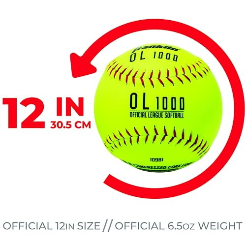 Franklin Sports Official Size Softballs - 12" Fastpitch Practice Great for + Training Weight 4 Pack