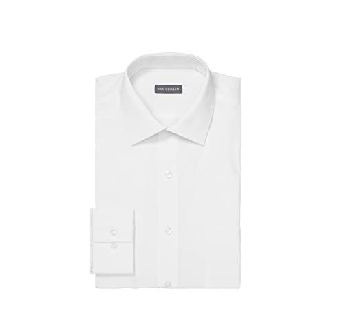 Van Heusen mens Regular Fit Poplin Solid Spread Collar dress shirts, White, 17.5 Neck 36 -37 Sleeve X-Large US