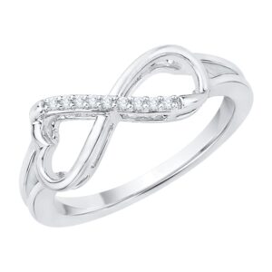 KATARINA Heart Shaped Infinity Diamond Ring in Sterling Silver (1/20 cttw, J-K, I1-I2) (Size-7)