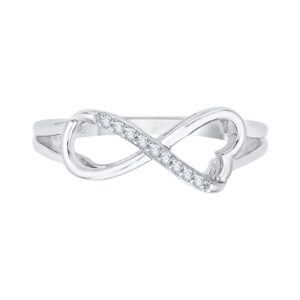 KATARINA Heart Shaped Infinity Diamond Ring in Sterling Silver (1/20 cttw, J-K, I1-I2) (Size-7)