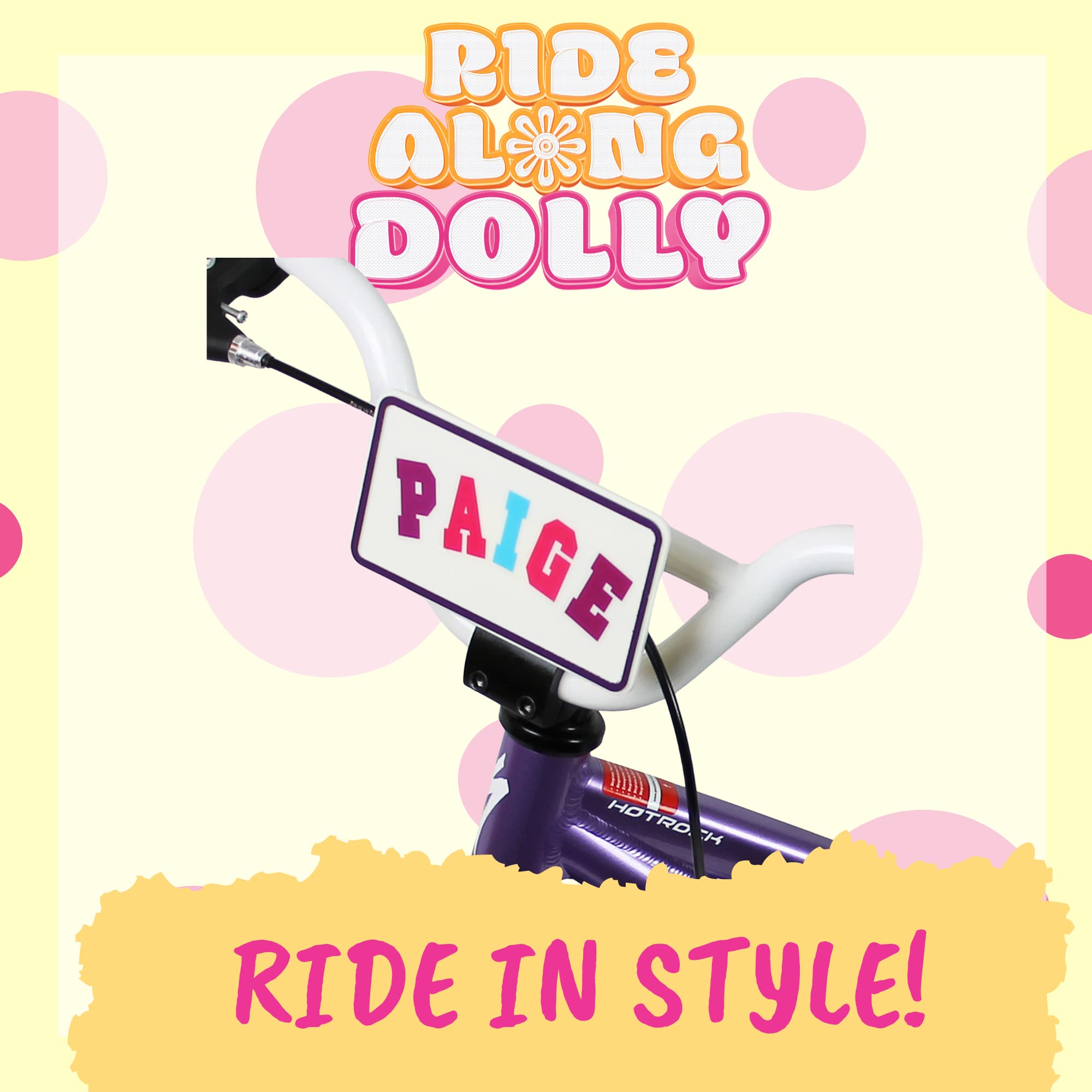 Ride Along Dolly Kid's Bicycle Customizable License Plate -Make Your Own Bike Name Plate -includes Over 150 Letter and Cute Number Stickers Decals, Fits Most Bikes -Holiday for Girls