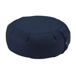 Hugger Mugger Zafu Meditation Cushion - Blue - Support in Cross-Legged Sitting, Buckwheat filled, Durable Fabric, Convenient Handle, Handmade in USA