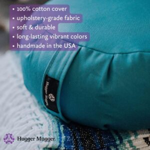 Hugger Mugger Zafu Meditation Cushion - Blue - Support in Cross-Legged Sitting, Buckwheat filled, Durable Fabric, Convenient Handle, Handmade in USA