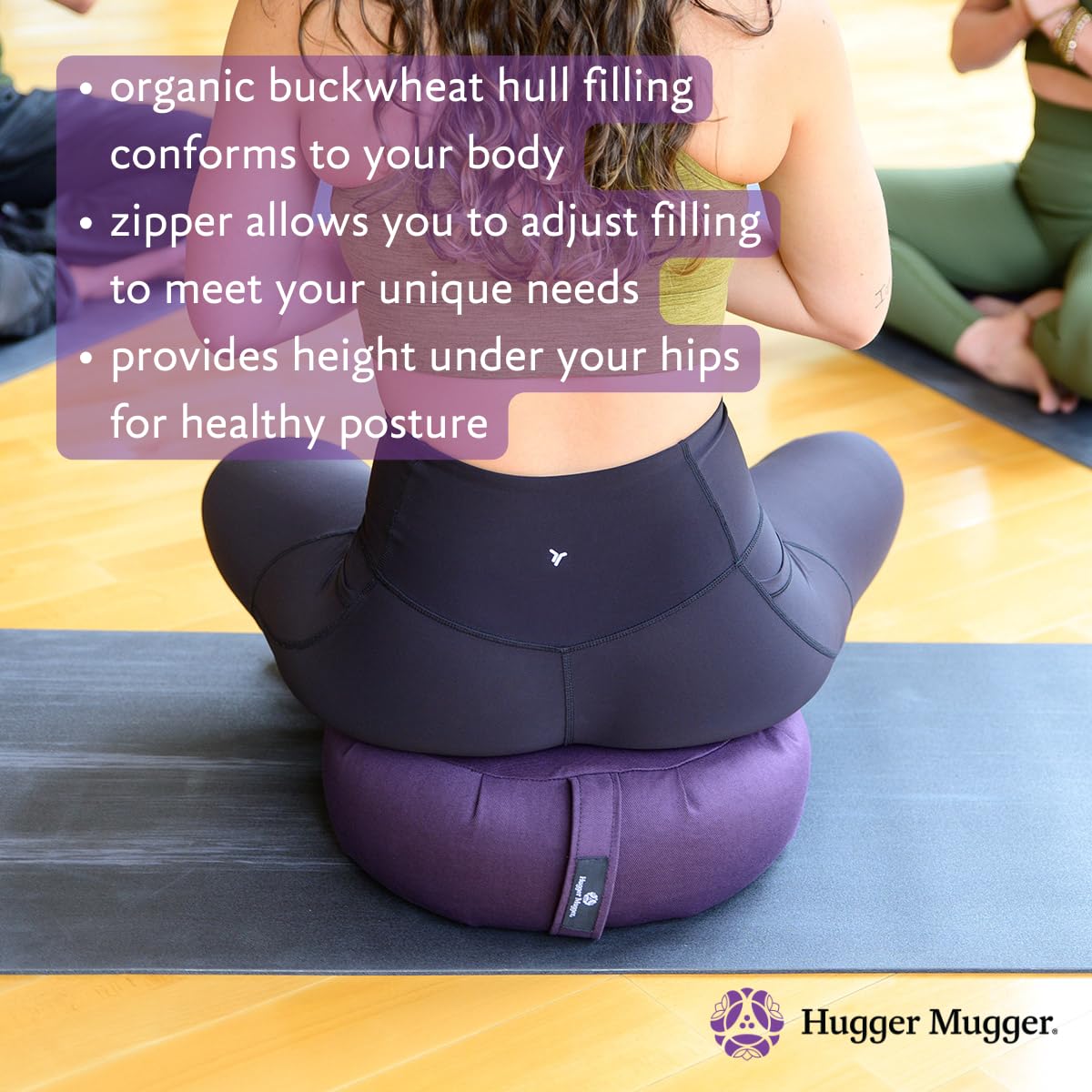 Hugger Mugger Zafu Meditation Cushion - Blue - Support in Cross-Legged Sitting, Buckwheat filled, Durable Fabric, Convenient Handle, Handmade in USA