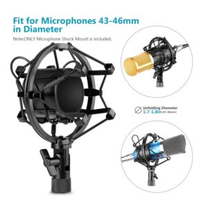 Neewer Universal 45MM Microphone Shock Mount for 43MM-46MM Diameter Condenser Mic (Black)