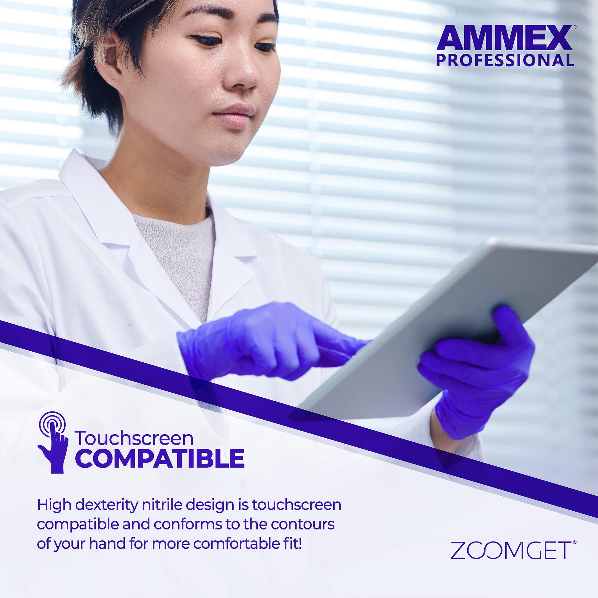 AMMEX Indigo Nitrile Exam Gloves, 3 Mil, Latex Free, Powder Free, Textured, Disposable, Non-Sterile, Food Safe