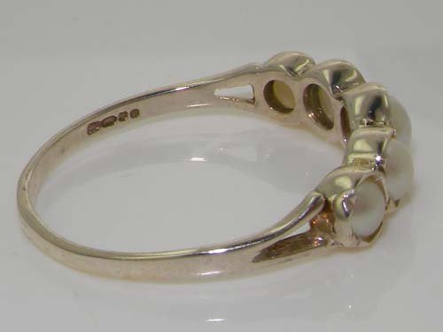 LetsBuyGold 925 Sterling Silver Cultured Pearl Womens Band Ring - Sizes 4 to 12 Available