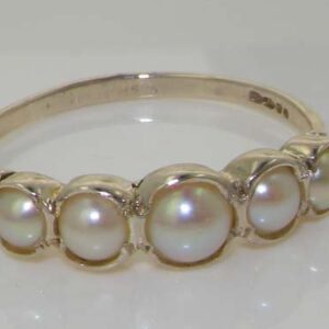 LetsBuyGold 925 Sterling Silver Cultured Pearl Womens Band Ring - Sizes 4 to 12 Available