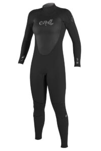 o'neill women's epic 3/2mm back zip full wetsuit, black/black/black, 14