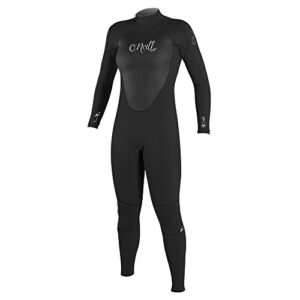 o'neill women's epic 4/3mm back zip full wetsuit, black/black/black, 10