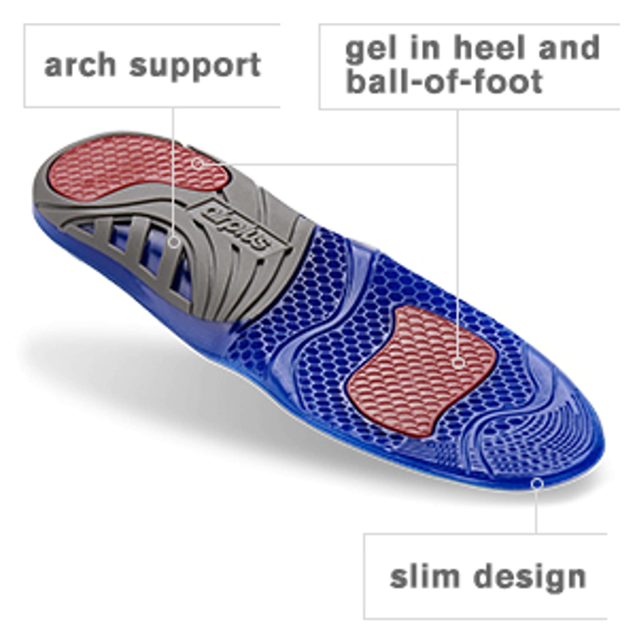 Airplus Extreme Active Gel Lightweight and Breathable Shoe Insoles for Cushion and Support, Men's, Size 7-13