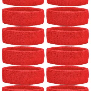 Unique Sports Team Headbands (Pack of 12), Red