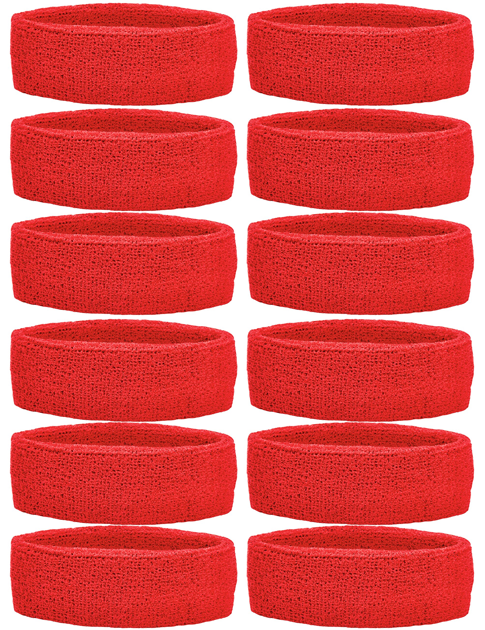 Unique Sports Team Headbands (Pack of 12), Red