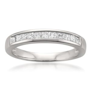 Beyond Brilliance 1/2 Carat Diamond, Channel-Set Platinum Princess Cut Diamond Bridal Wedding Band Ring (H-I, VS2-SI1)