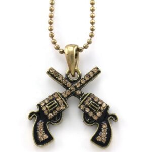 Soulbreezecollection Retro Style Texas Western Cowboy Revolver Pistol Gun Pendant Necklace