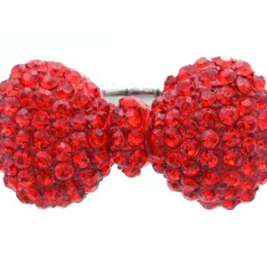 Red Rhinestone Ribbon Bowtie Party Cocktail Ring Adjustable Stretch Band Valentine's Day Jewelry