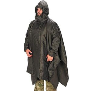 snugpak poncho liner, water repellent, lightweight, dedicated sleeves and hood, black