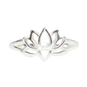 Zoe and Piper Rings Open Design Lotus Blossom Flower Ring in Sterling Silver, Size 7, 7226-7