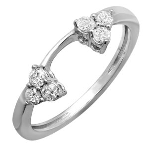 Dazzlingrock Collection 0.30 Carat (Cttw) 14K Round Diamond Women Anniversary Ring Guard 1/3 CT, White Gold, Size 5.5