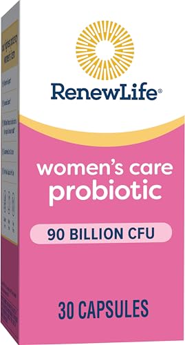 Renew Life Women's Probiotic Capsules, Supports pH Balance for Women, Vaginal, Urinary, Digestive and Immune Health, L. Rhamnosus GG, Dairy, Soy and Gluten-Free, 90 Billion CFU - 30 Ct