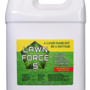 5-in-1 Natural Liquid Lawn Fertilizer Aerator Dethatcher Humic Acid Kelp Mycorrhizae – Lawn Force 5 – Nature’s Lawn & Garden - 1 Gal