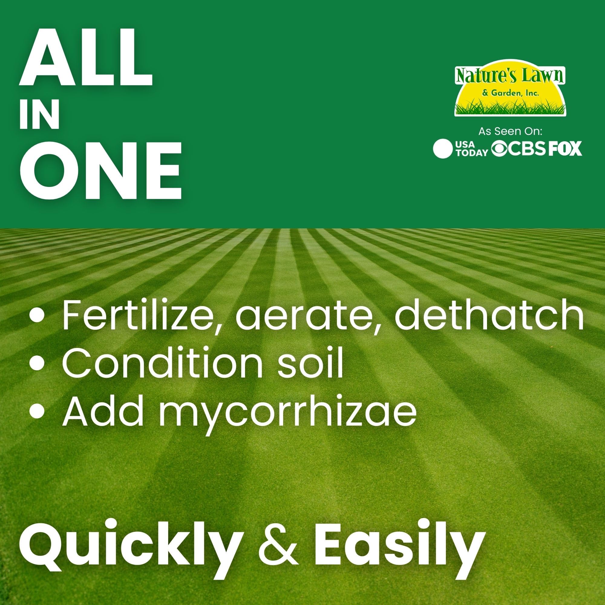 5-in-1 Natural Liquid Lawn Fertilizer Aerator Dethatcher Humic Acid Kelp Mycorrhizae – Lawn Force 5 – Nature’s Lawn & Garden - 1 Gal