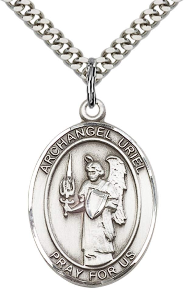 Jewels Obsession St. Uriel Pendant | Sterling Silver St. Uriel Pendant - 24" Chain - Made In USA