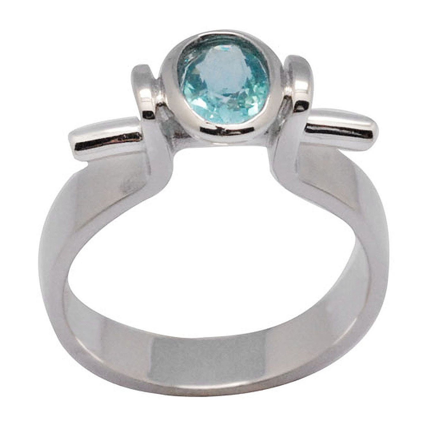 De Buman 0.83ctw Genuine Apatite 925 Sliver Ring, Size 7