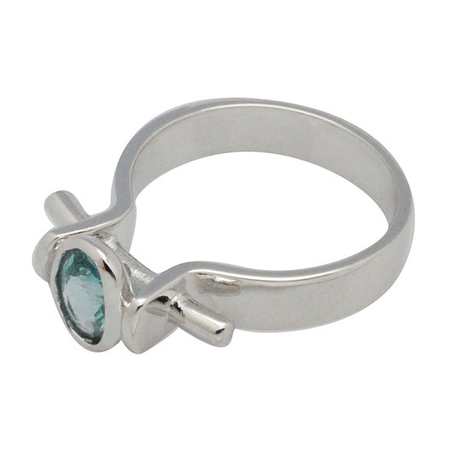 De Buman 0.83ctw Genuine Apatite 925 Sliver Ring, Size 7