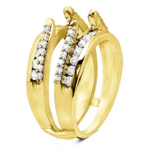 TwoBirch 1.01 Ct. Combination Cathedral and Classic Ring Guard in Yellow Gold Plated Sterling Silver with Cubic Zirconia (Size 7)