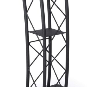 Displays2go Black Aluminum and Steel Truss Lectern with Curved Design and Built-in Shelf, 47-Inch Tall, Textured Finish (LCTTACBK)